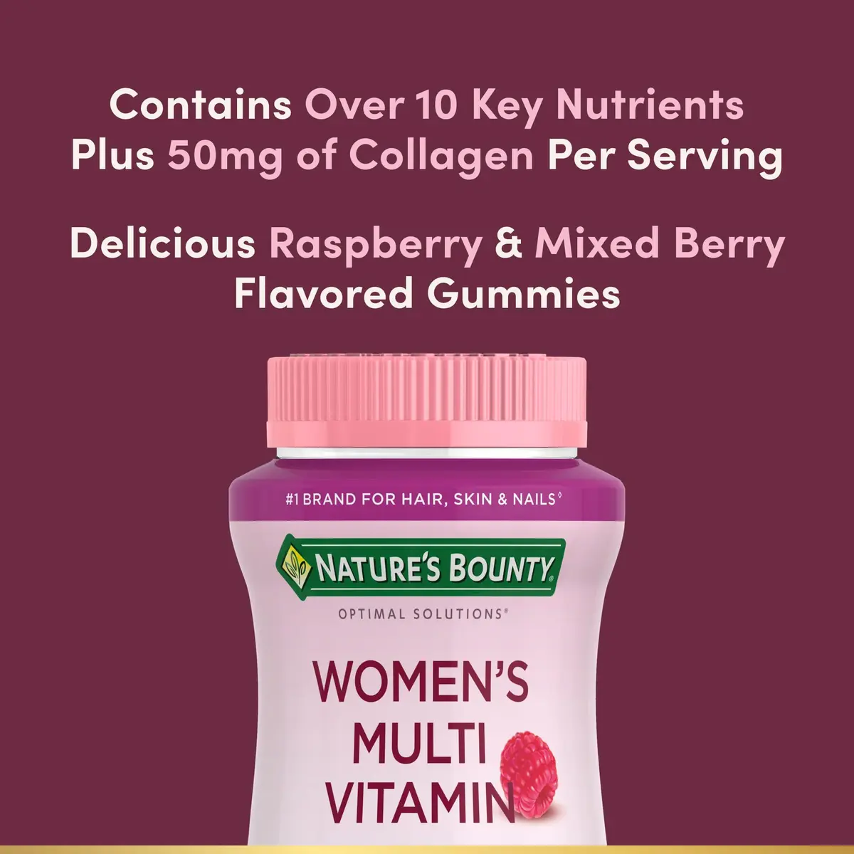 Nature's Bounty Optimal Solutions Women's Multivitamin, Raspberry, 80 Count | Supports Energy, Immunity & Bone Health - view 3