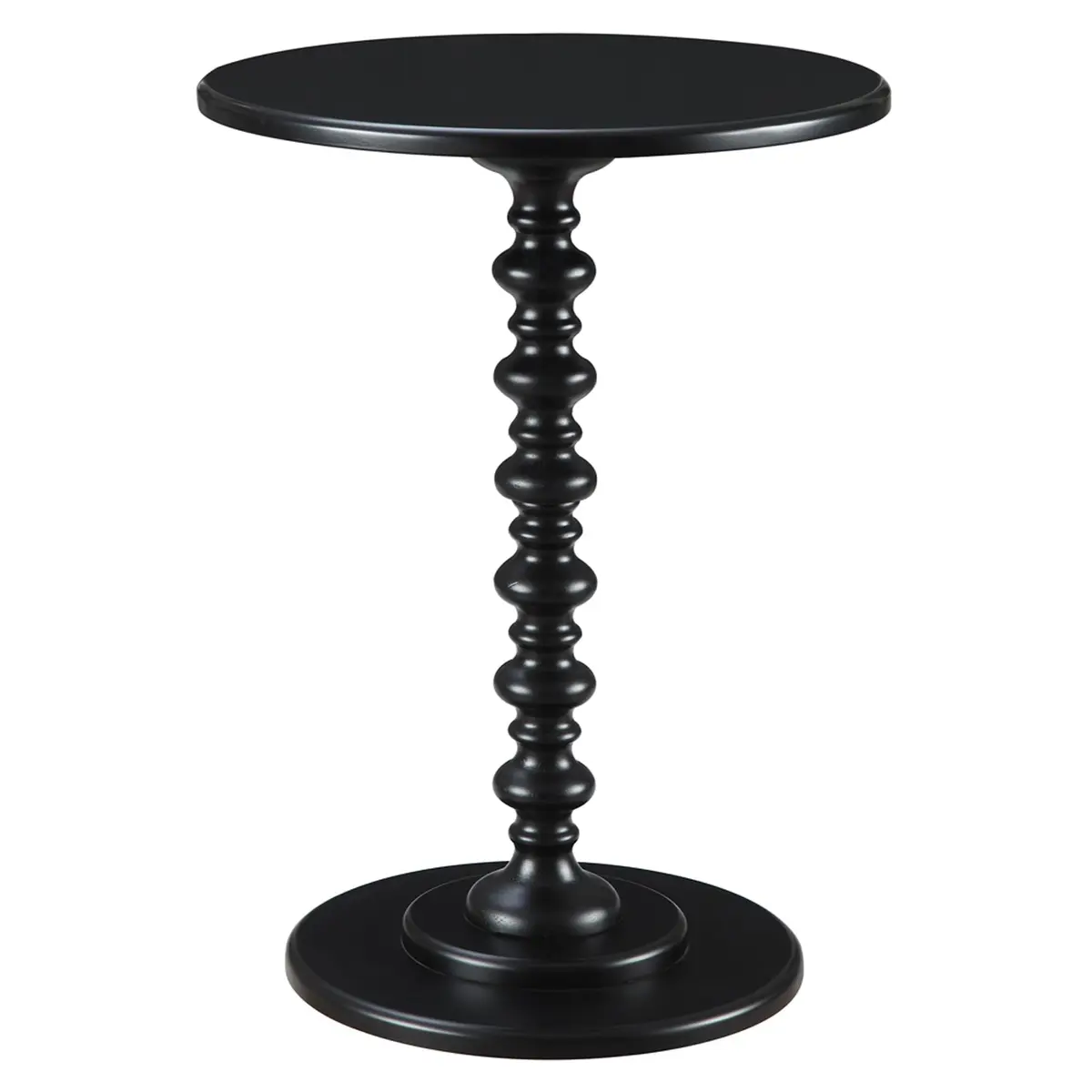 Convenience Concepts Palm Beach Spindle Table 17.75" Black | Classic Round End Table for Living Room - main product image