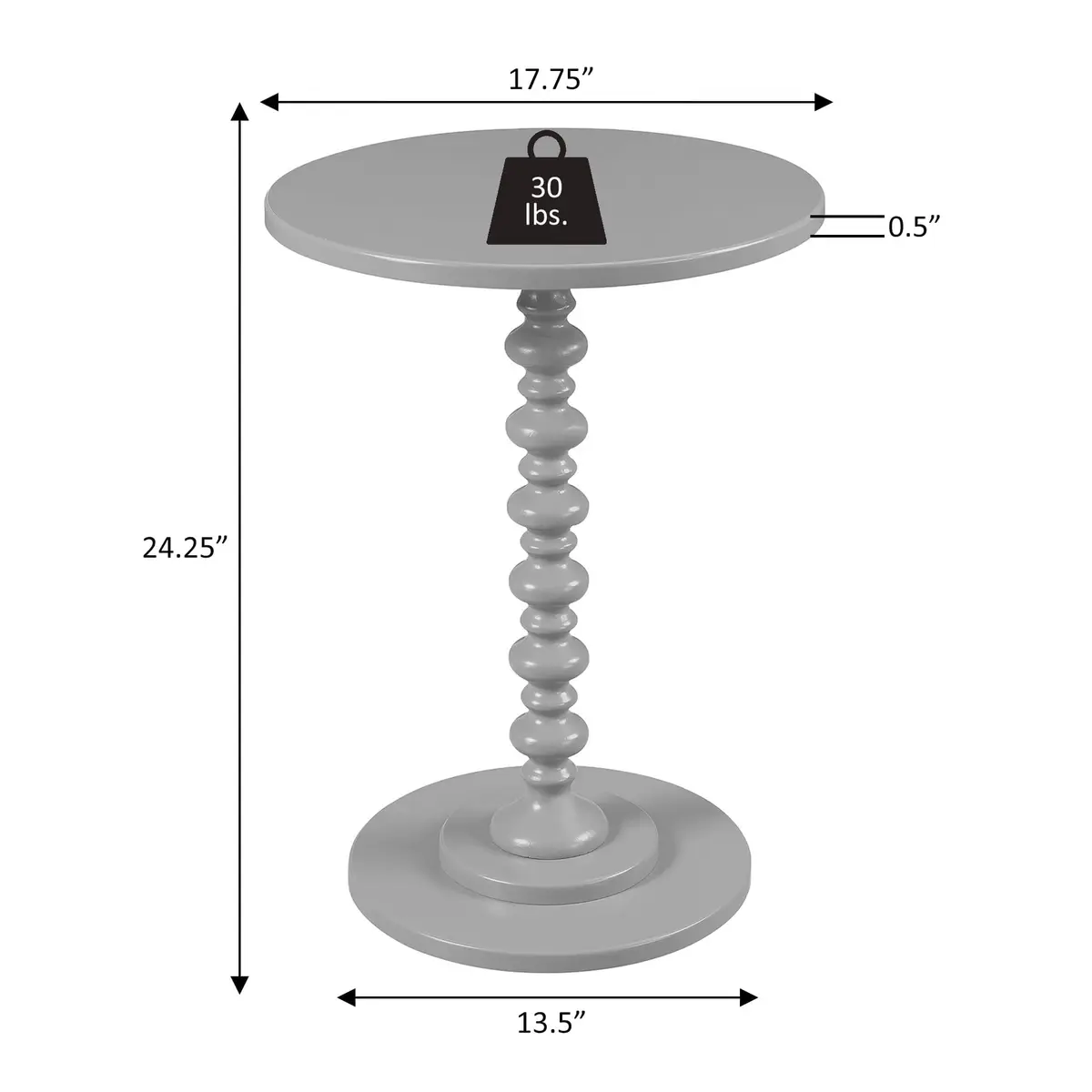 Convenience Concepts Palm Beach Spindle Table 17.75" Black | Classic Round End Table for Living Room - view 7