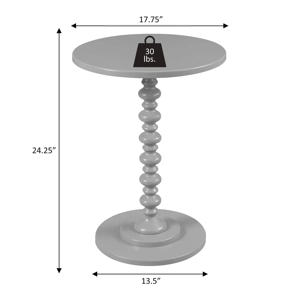 Convenience Concepts Palm Beach Spindle Table 17.75" Black | Classic Round End Table for Living Room - view 8