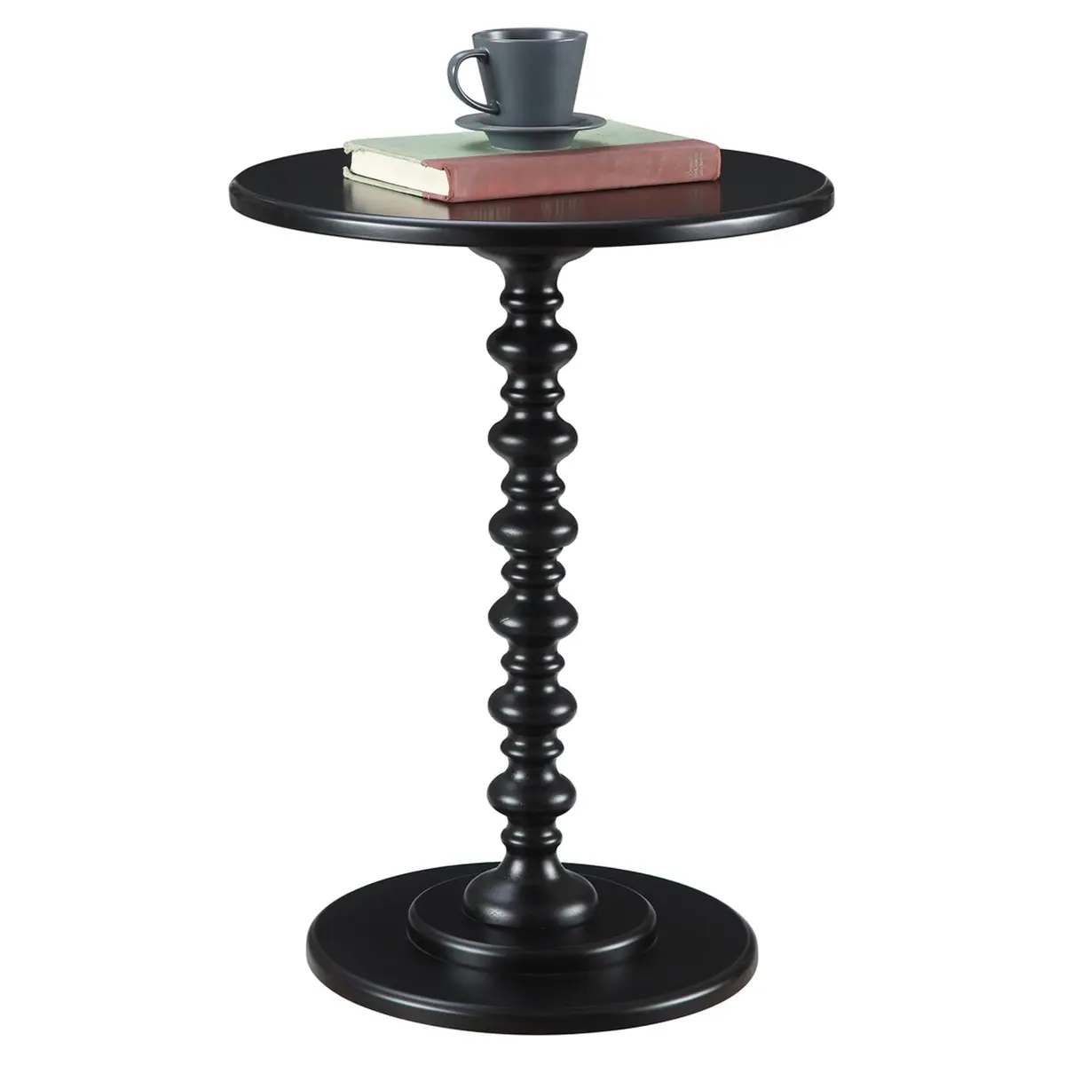 Convenience Concepts Palm Beach Spindle Table 17.75" Black | Classic Round End Table for Living Room - view 3