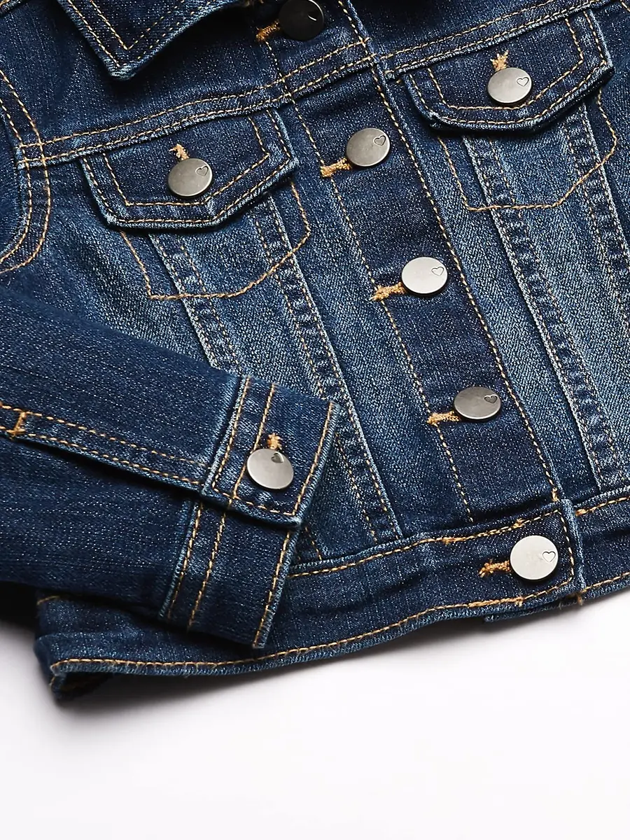 The Children's Place Baby Girls Denim Jacket 5T | Classic Blue, Long Sleeve, Snap Closures - view 3
