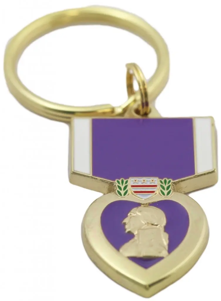 FQQF Purple Heart Key Chain Military Key Rings Collectibles Gifts Men Women Veterans, Multicoloured, 1-5/8" by 1" | Distinctive Design, Unconventional Material - main product image