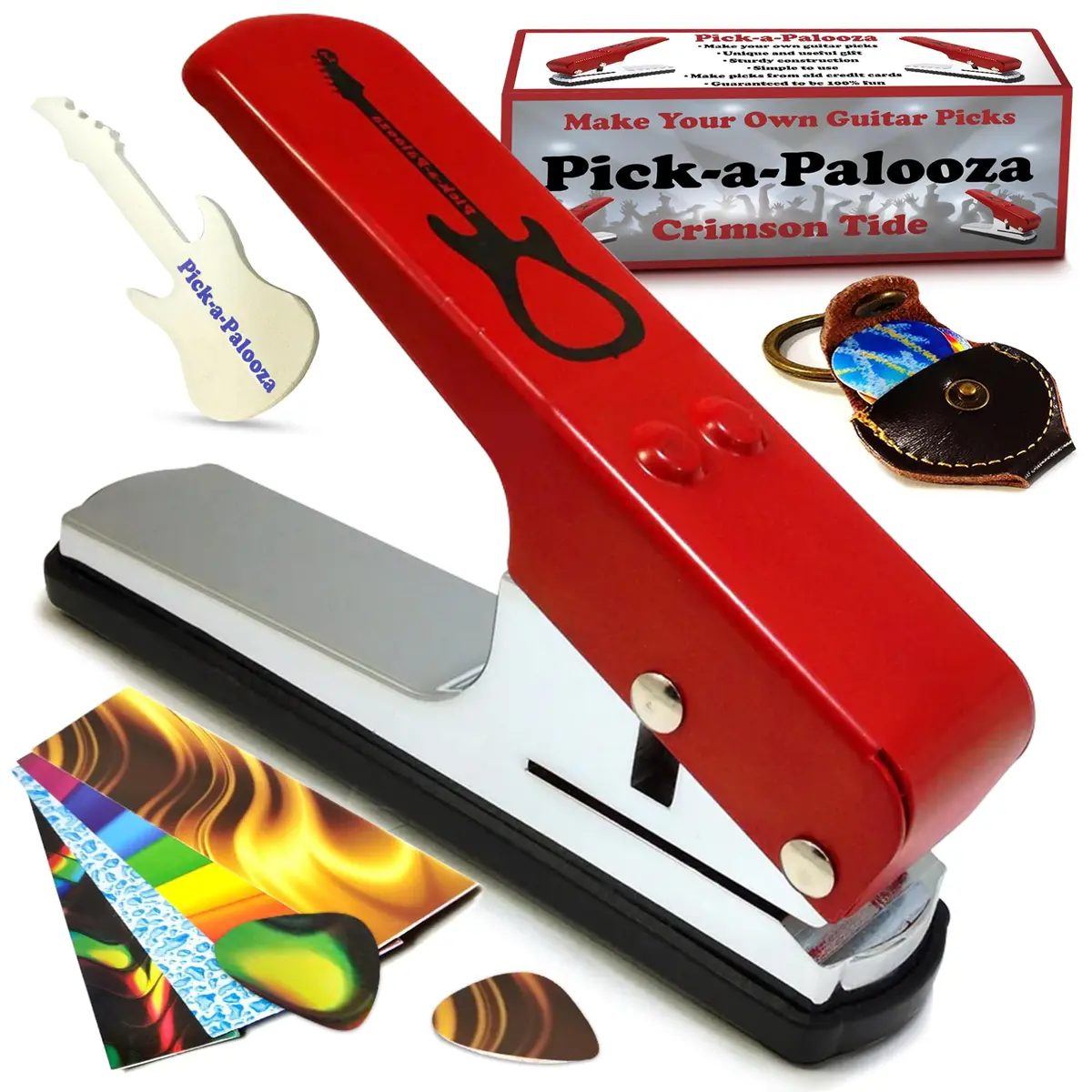 Pick-A-Palooza DIY Guitar Pick Punch Gift Pack with Pick Punch Tool - Red | Create Custom Guitar Picks at Home - main product image