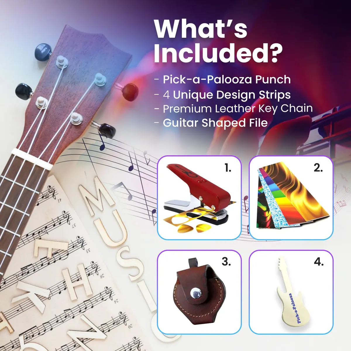 Pick-A-Palooza DIY Guitar Pick Punch Gift Pack with Pick Punch Tool - Red | Create Custom Guitar Picks at Home - view 7