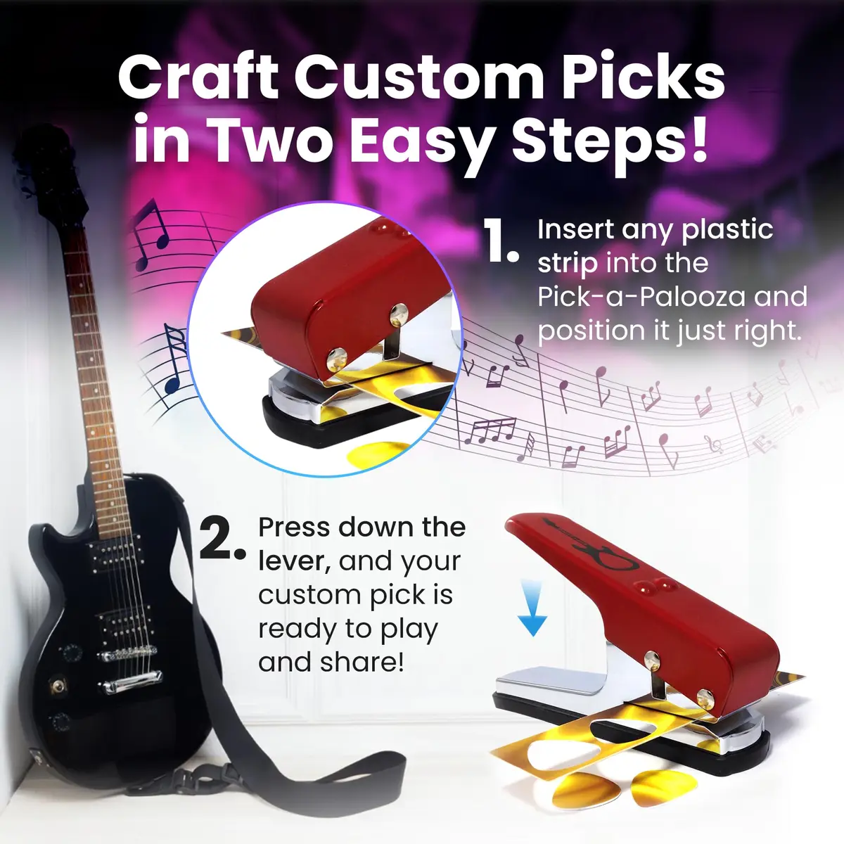 Pick-A-Palooza DIY Guitar Pick Punch Gift Pack with Pick Punch Tool - Red | Create Custom Guitar Picks at Home - view 4