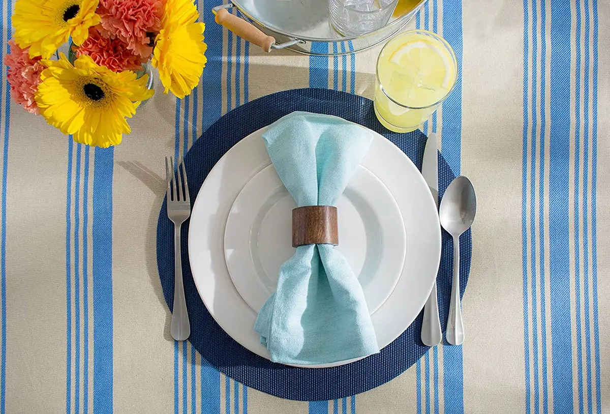 DII Nautical Blue Vinyl Round Placemat Set 34.9 cm (13.75") Diameter, 6 Piece | Easy-Clean & Durable for Everyday Dining - view 5