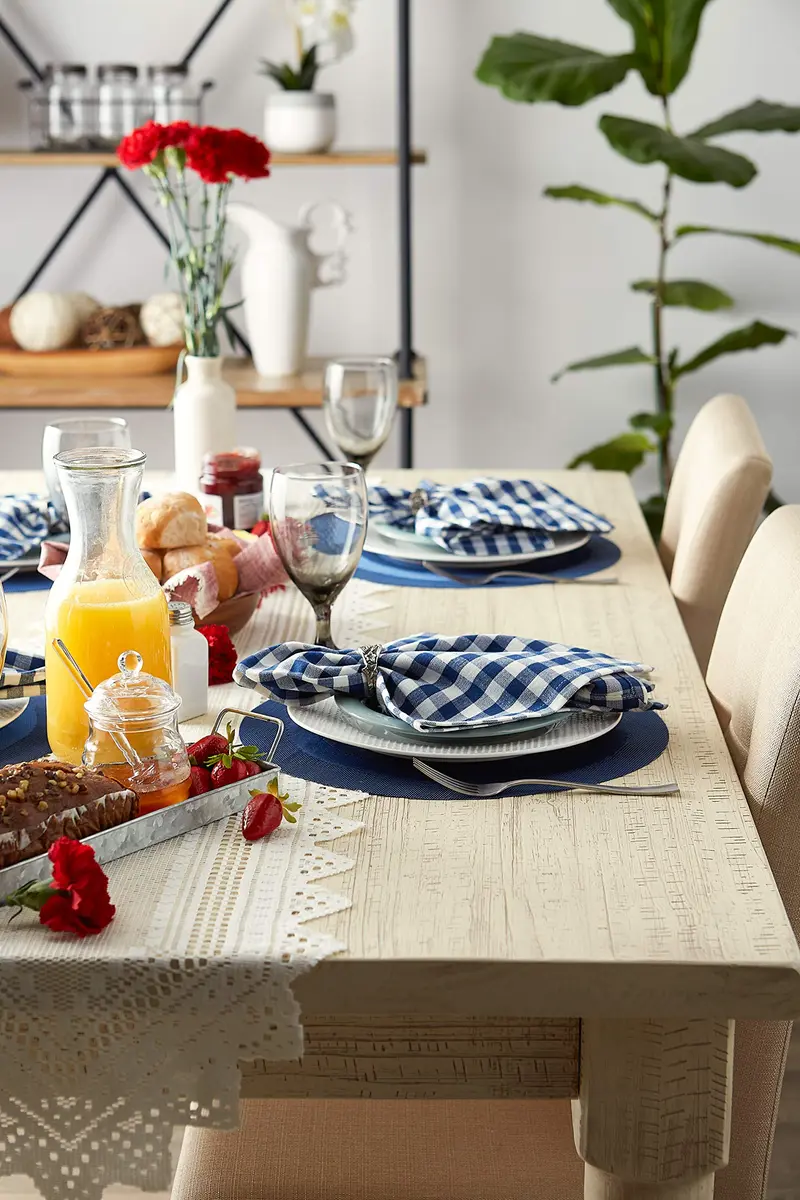 DII Nautical Blue Vinyl Round Placemat Set 34.9 cm (13.75") Diameter, 6 Piece | Easy-Clean & Durable for Everyday Dining - view 8