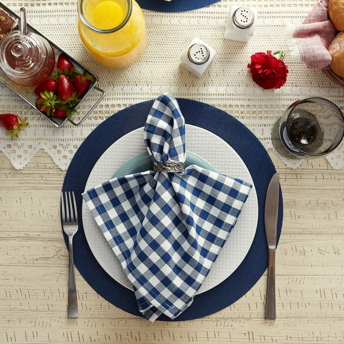 DII Nautical Blue Vinyl Round Placemat Set 34.9 cm (13.75") Diameter, 6 Piece | Easy-Clean & Durable for Everyday Dining - view 3