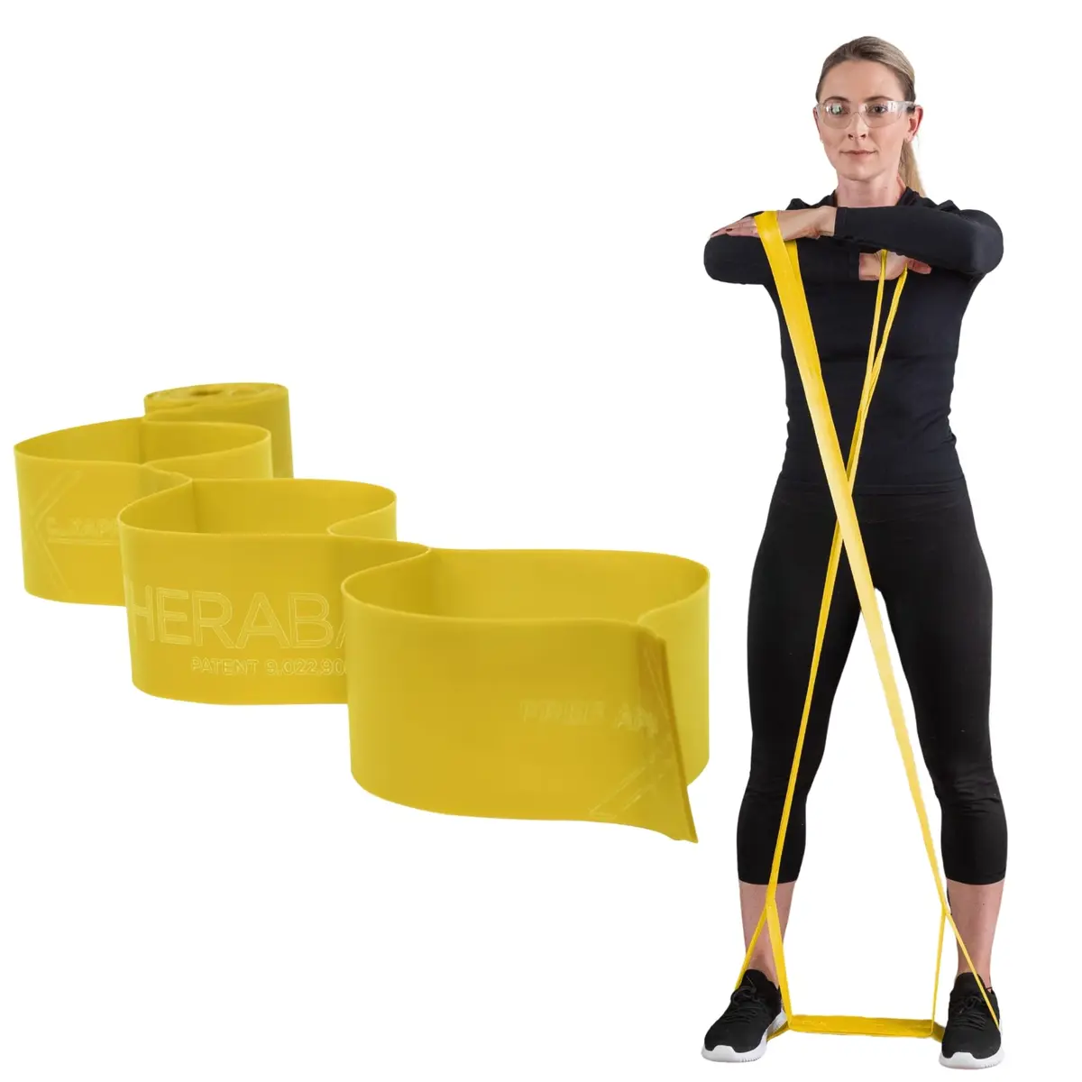 THERABAND CLX Resistance Band with Loops, Exercise, Workout Elastic, Yellow | Light Resistance for Full-Body Training - main product image
