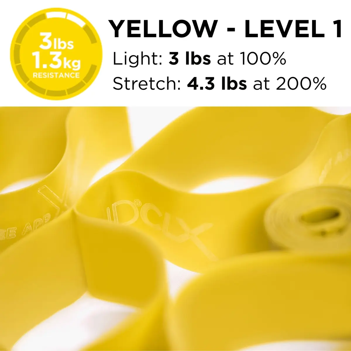 THERABAND CLX Resistance Band with Loops, Exercise, Workout Elastic, Yellow | Light Resistance for Full-Body Training - view 3