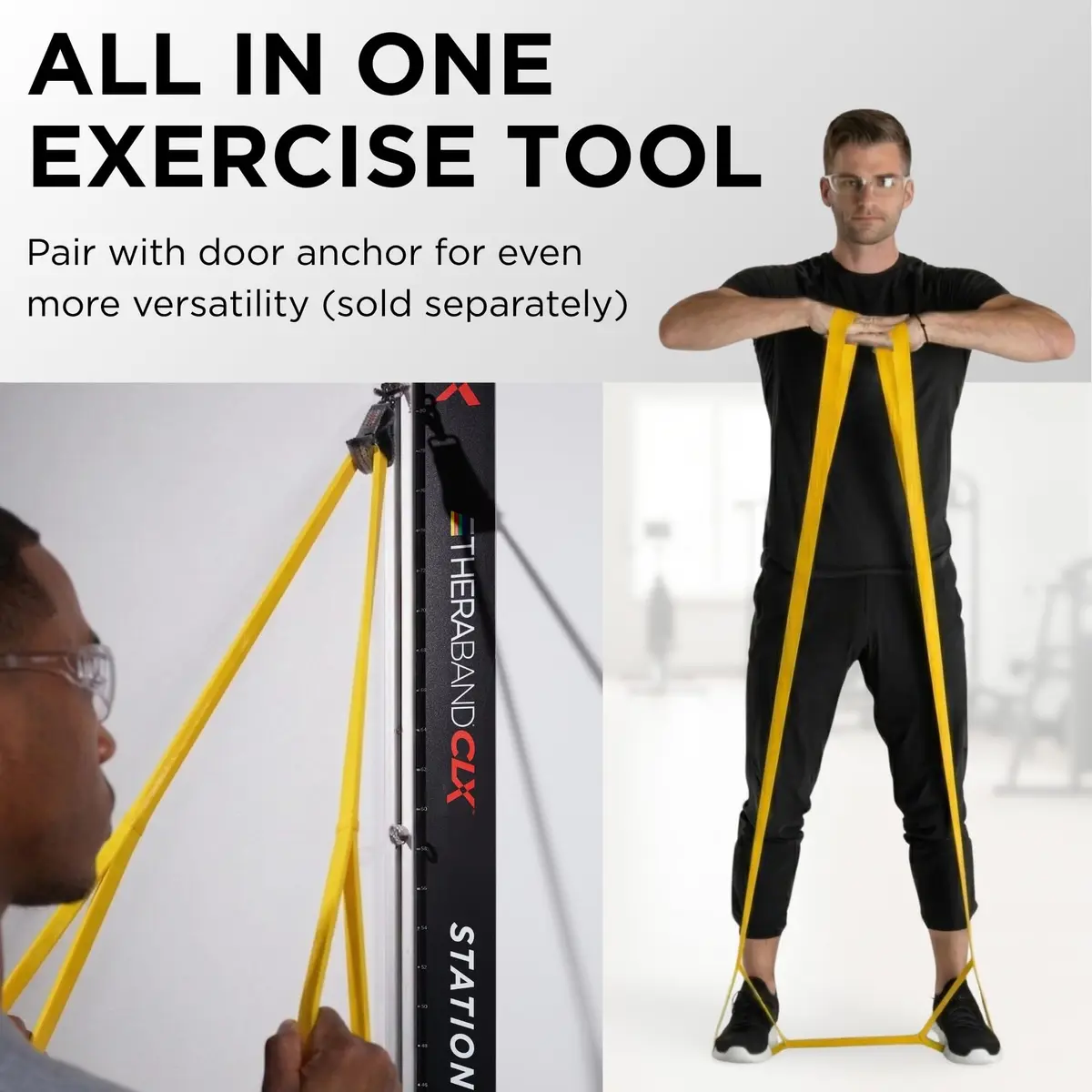 THERABAND CLX Resistance Band with Loops, Exercise, Workout Elastic, Yellow | Light Resistance for Full-Body Training - view 4