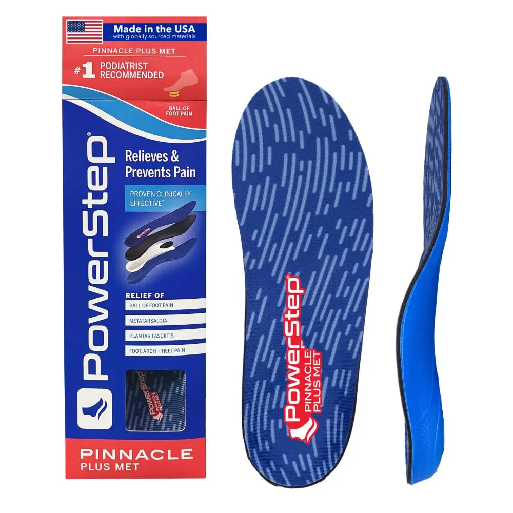 PowerStep Pinnacle Plus Met Shoe Inserts | Full Support & Pain Relief for Metatarsalgia & Neuroma (Men's 5-5.5, Women's 7-7.5) - main product image