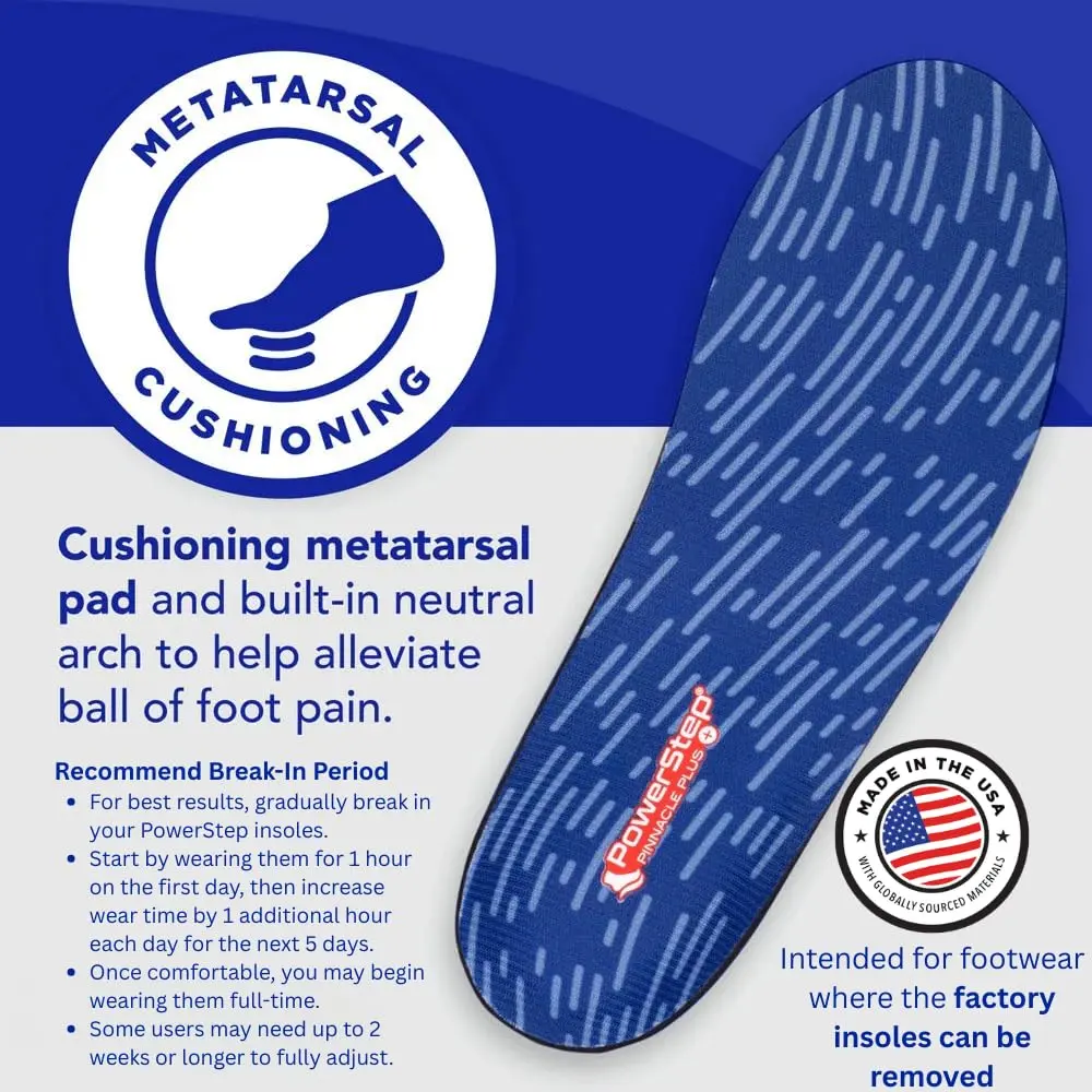 PowerStep Pinnacle Plus Met Shoe Inserts | Full Support & Pain Relief for Metatarsalgia & Neuroma (Men's 5-5.5, Women's 7-7.5) - view 4