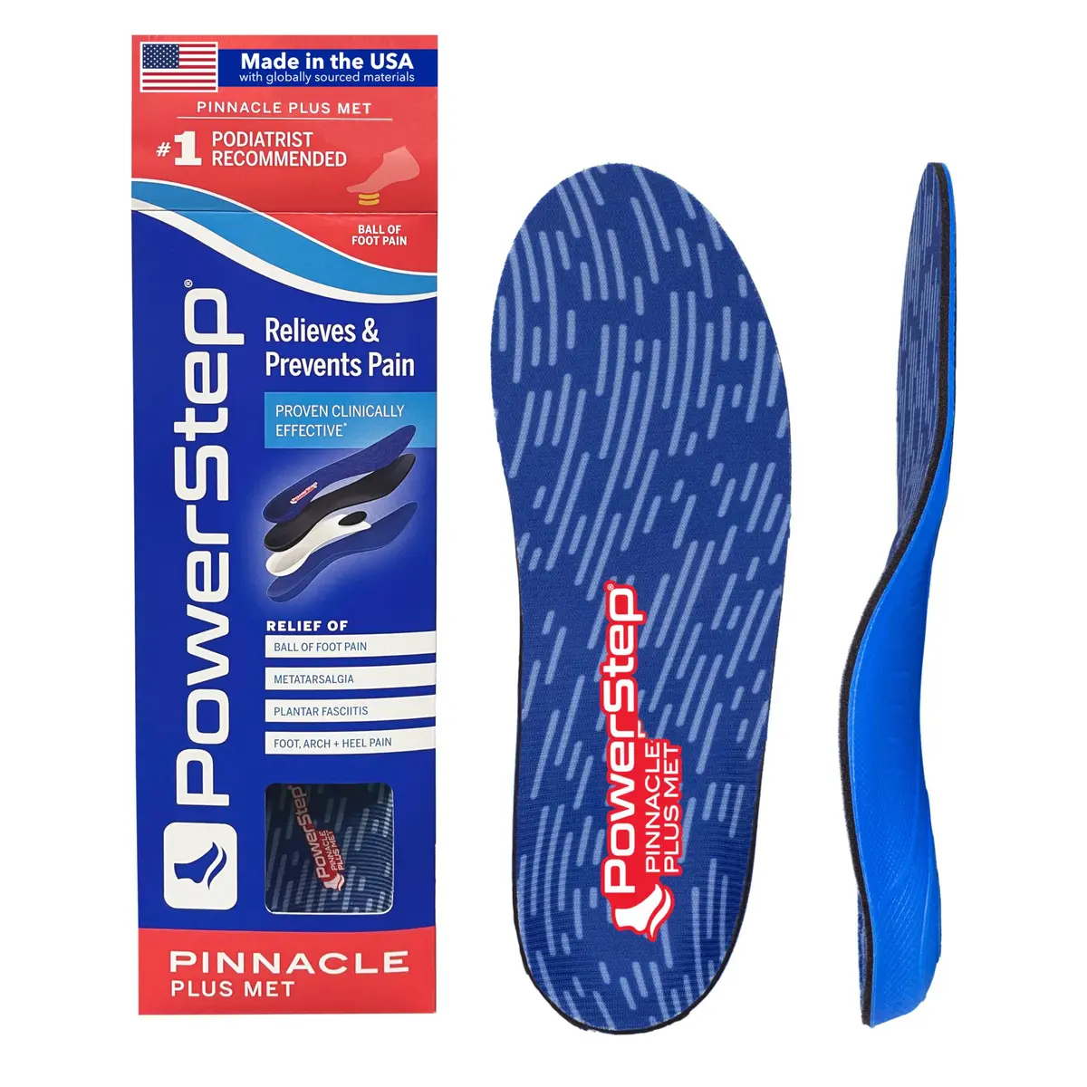 PowerStep Pinnacle Plus Met Shoe Inserts | Foot Pain Relief Orthotics for Morton's Neuroma & Metatarsalgia (Men's 12-13) - main product image