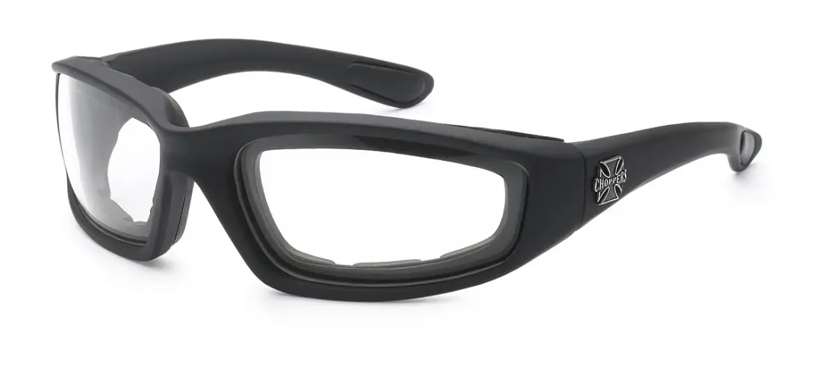 MODA Choppers Gangster Padded Motorcycle Goggles 5.9in L x 2in W Clear | Lightweight & Adjustable Safety Glasses - main product image