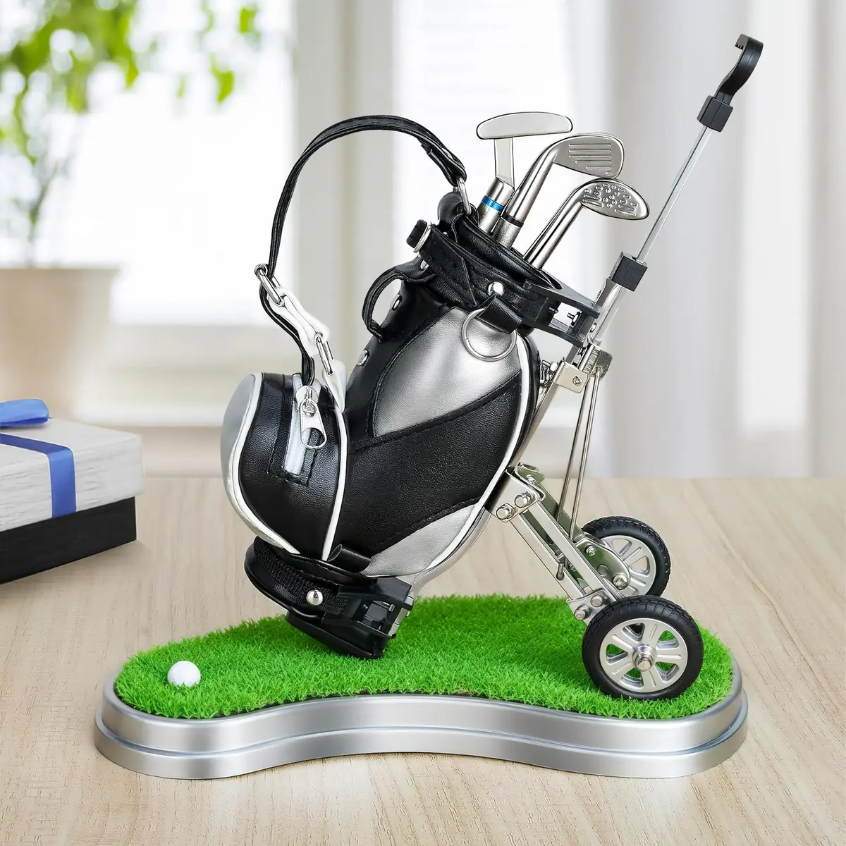 10L0L Golf Pen Holder PU Leather Zipper Pocket 3 Pens Gift | Unique Golf Desk Organizer for Golf Enthusiasts - view 8