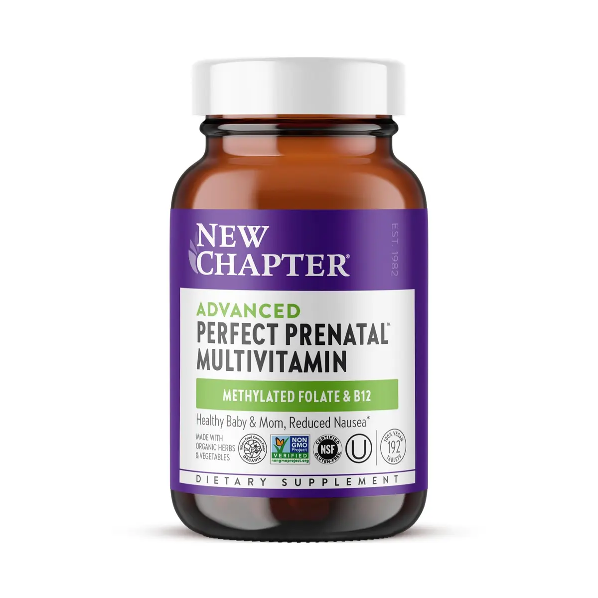New Chapter Advanced Perfect Prenatal Vitamins, 192 Count | Supports Brain & Spinal Cord Development - main product image