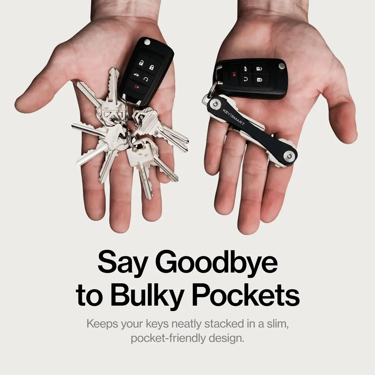 KeySmart Original Key Holder Compact Key Organizer for Key Chain Black 8 Keys | Ditch Jingle & Bulk - view 2