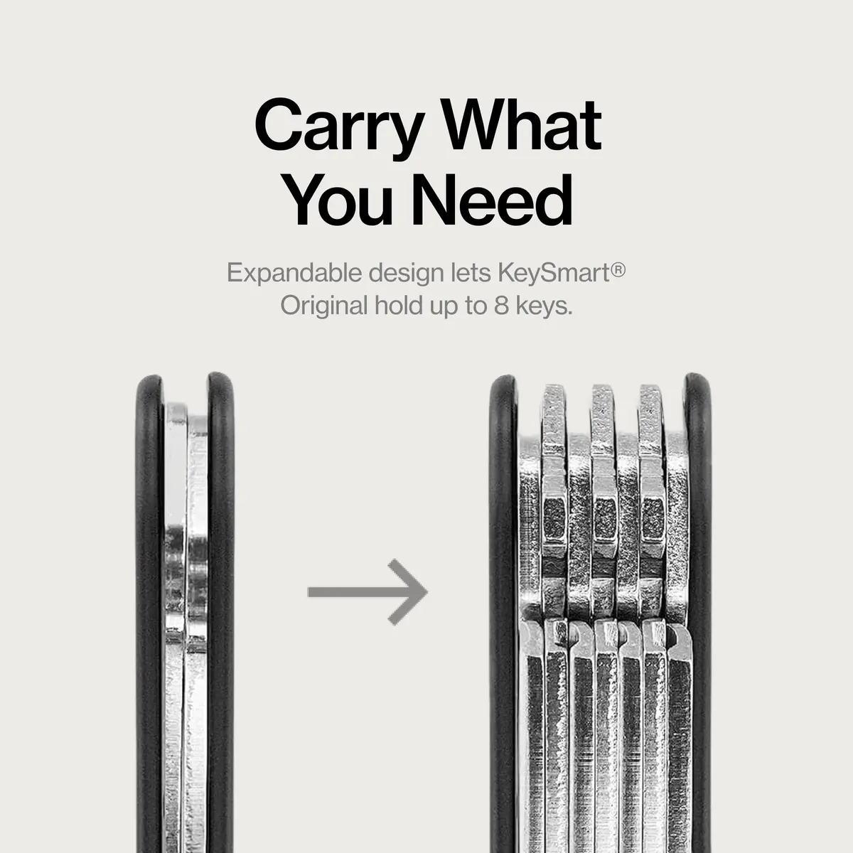 KeySmart Original Key Holder Compact Key Organizer for Key Chain Black 8 Keys | Ditch Jingle & Bulk - view 3