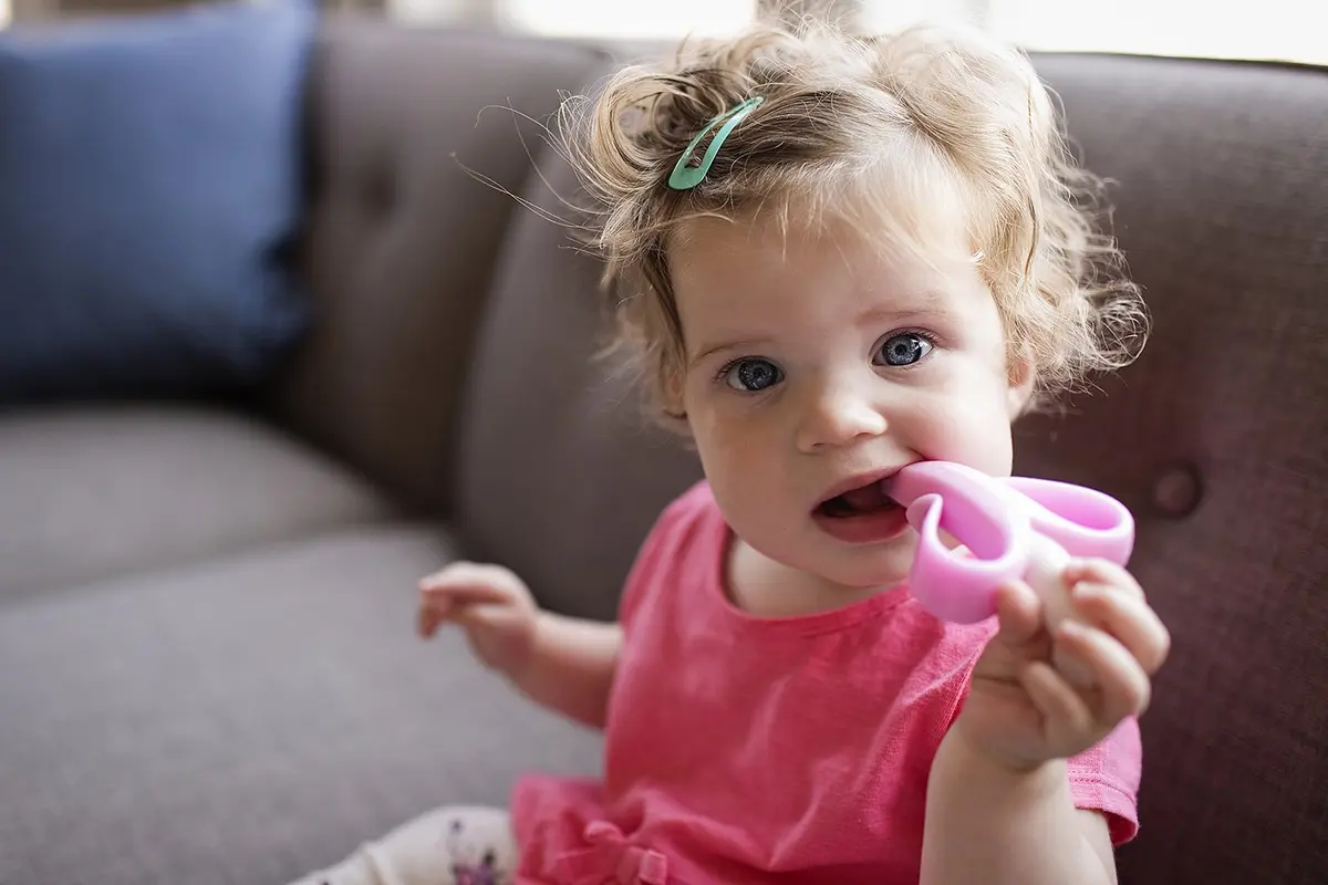 Baby Banana Pink Teether-Toothbrush | Soft Food-Grade Silicone for Gums & Teeth, Made in USA - view 5