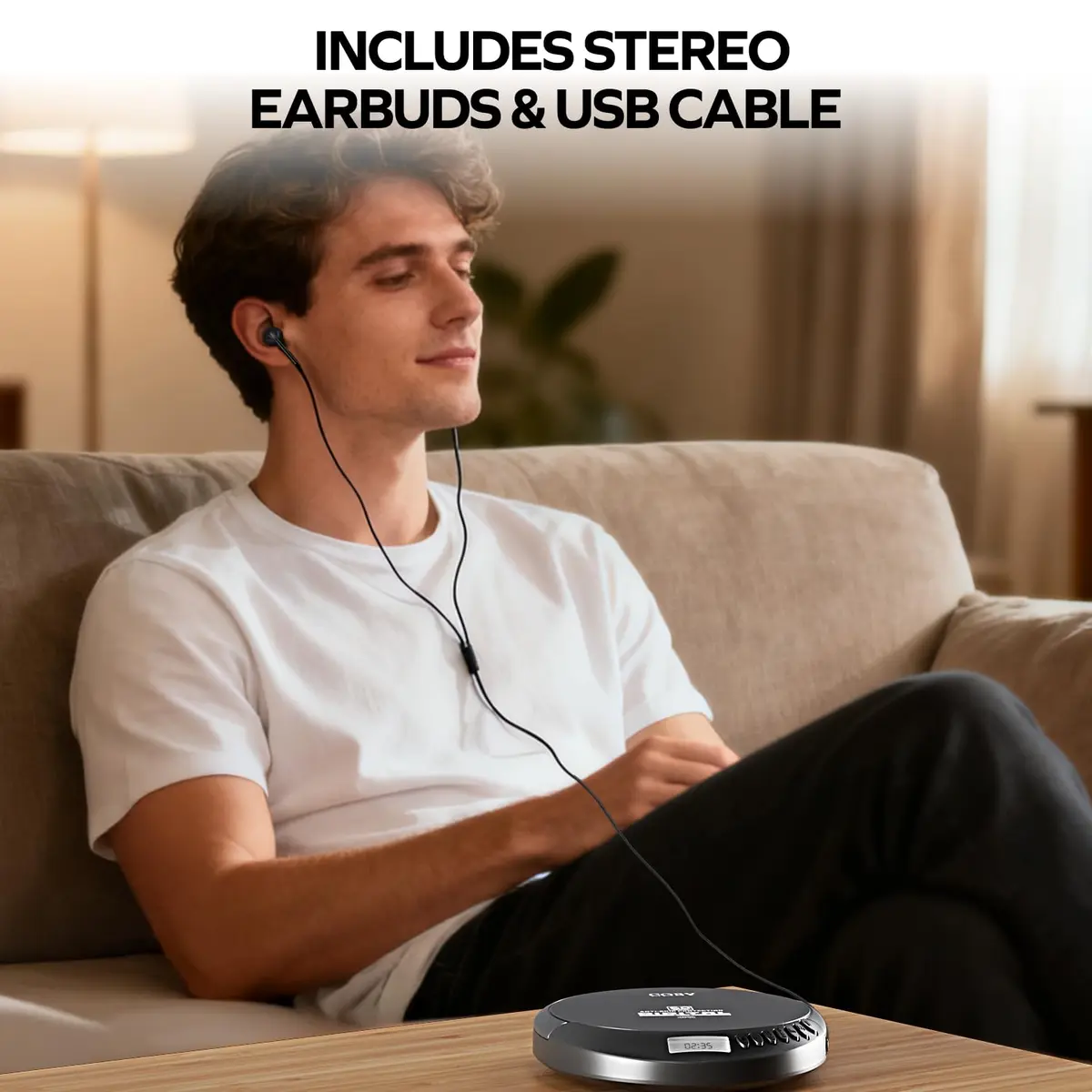 Coby Portable CD Player CD191BLK with FM Radio, 60-Second Anti-Skip, USB & AA Power, 3.5mm Jack | Plays CD, CD-R, CD-RW, MP3 Discs - view 6