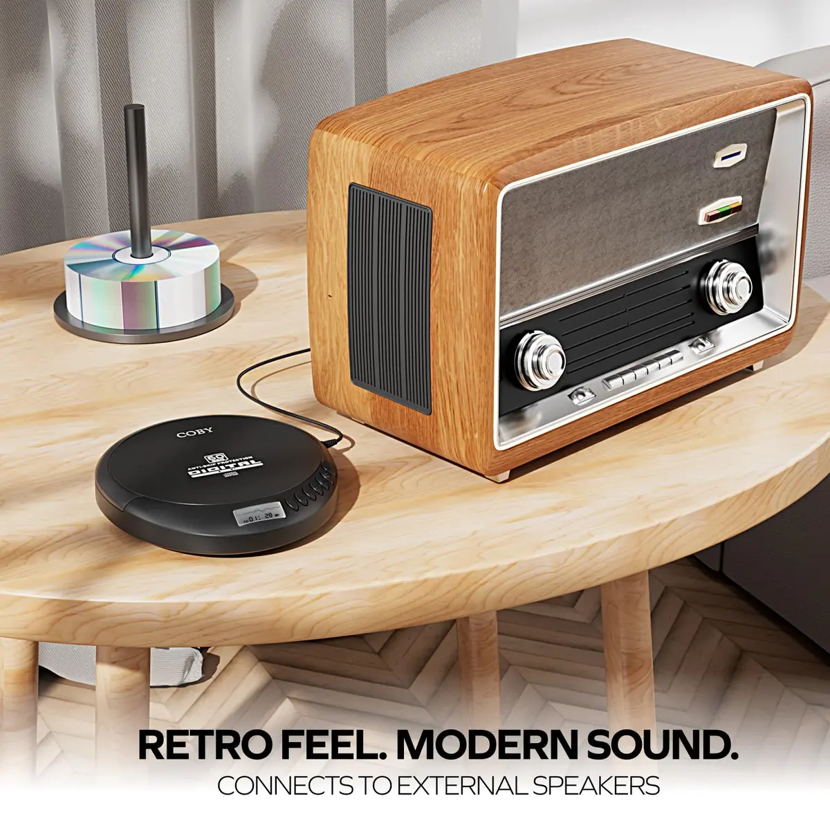 Coby Portable CD Player CD191BLK with FM Radio, 60-Second Anti-Skip, USB & AA Power, 3.5mm Jack | Plays CD, CD-R, CD-RW, MP3 Discs - view 3