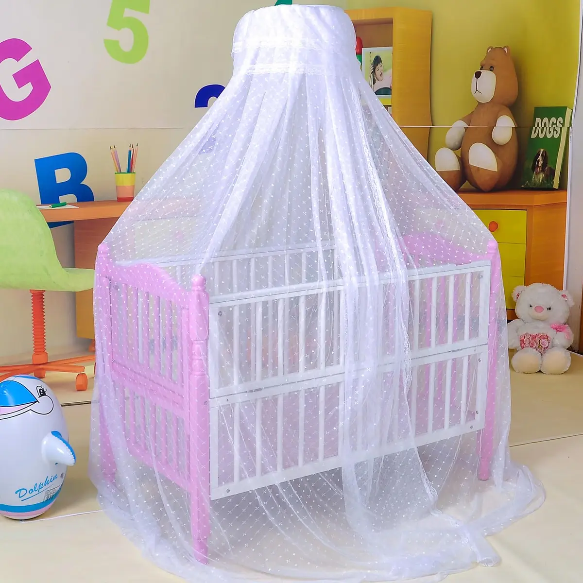Cdycam Baby Infant Toddler Bed Dome Mosquito Netting 35*220*550CM | Breathable Cotton Mesh for Baby Safety - main product image