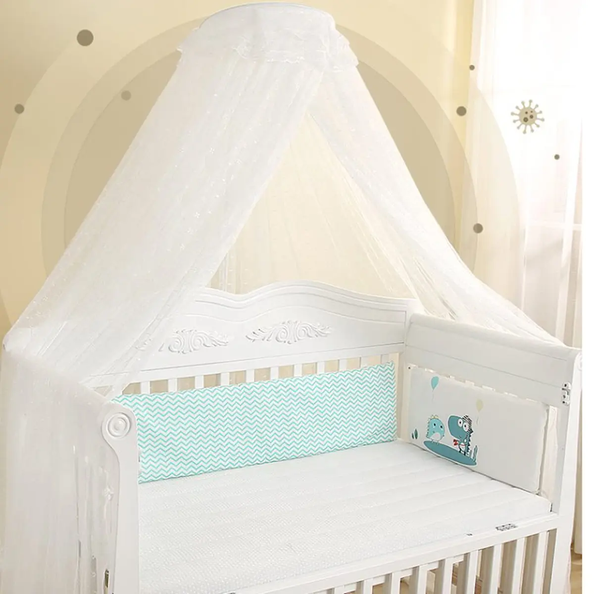 Cdycam Baby Infant Toddler Bed Dome Mosquito Netting 35*220*550CM | Breathable Cotton Mesh for Baby Safety - view 4