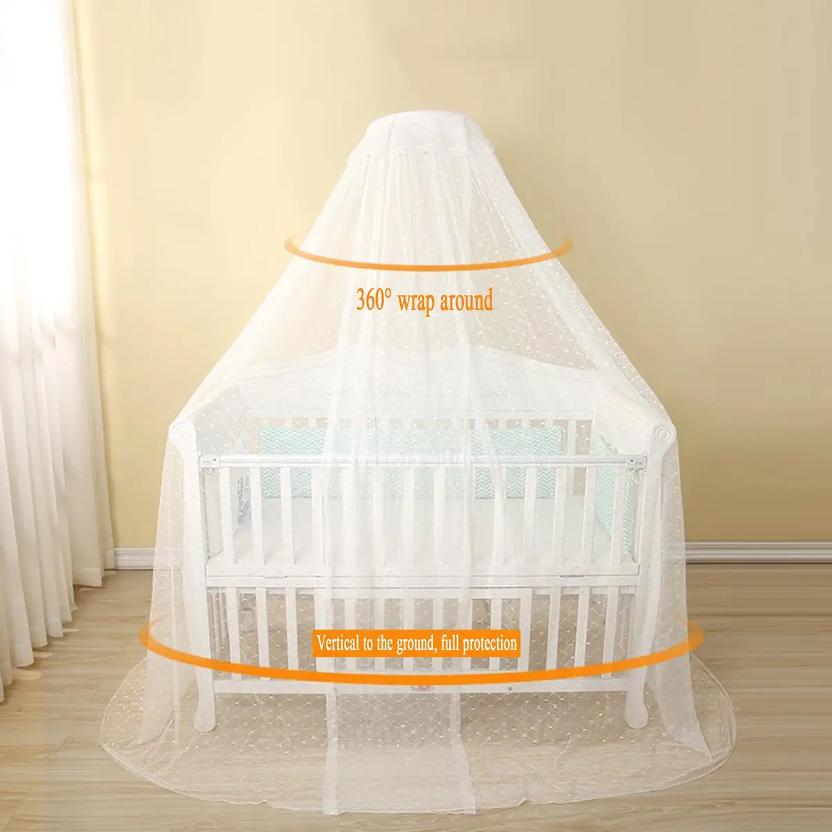 Cdycam Baby Infant Toddler Bed Dome Mosquito Netting 35*220*550CM | Breathable Cotton Mesh for Baby Safety - view 2