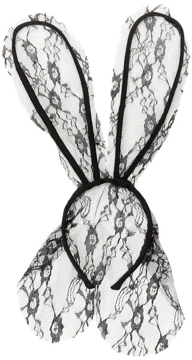 STARLINELA Lace Bunny Mask Headband Accessory, Black, One Size | Tall lace bunny ears for stylish hair styling - main product image