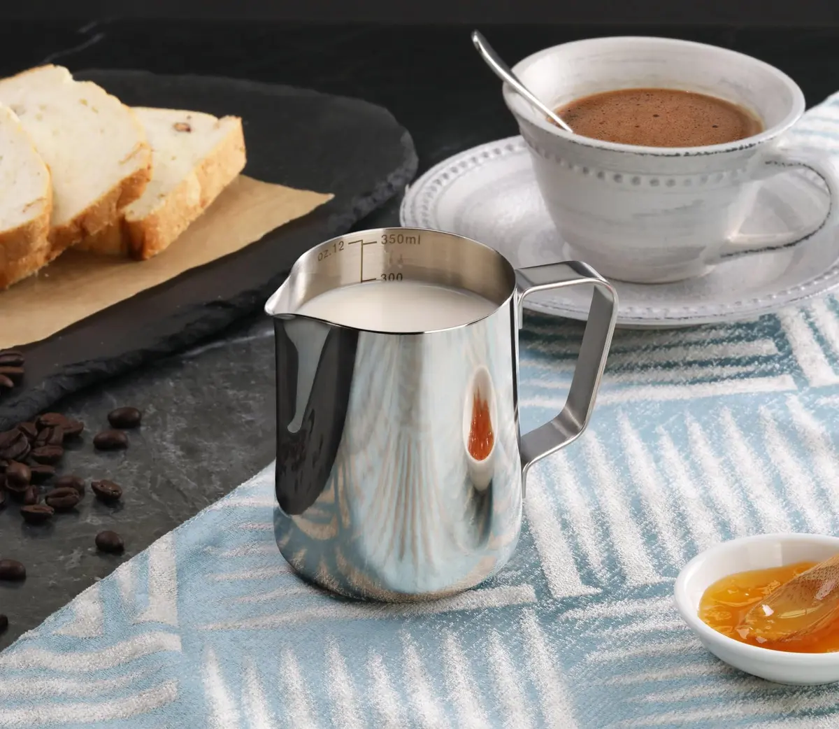 New Star Foodservice Stainless Steel Frothing Pitcher, 12 oz | Durable, Professional-Grade Milk Steaming Tool - view 5