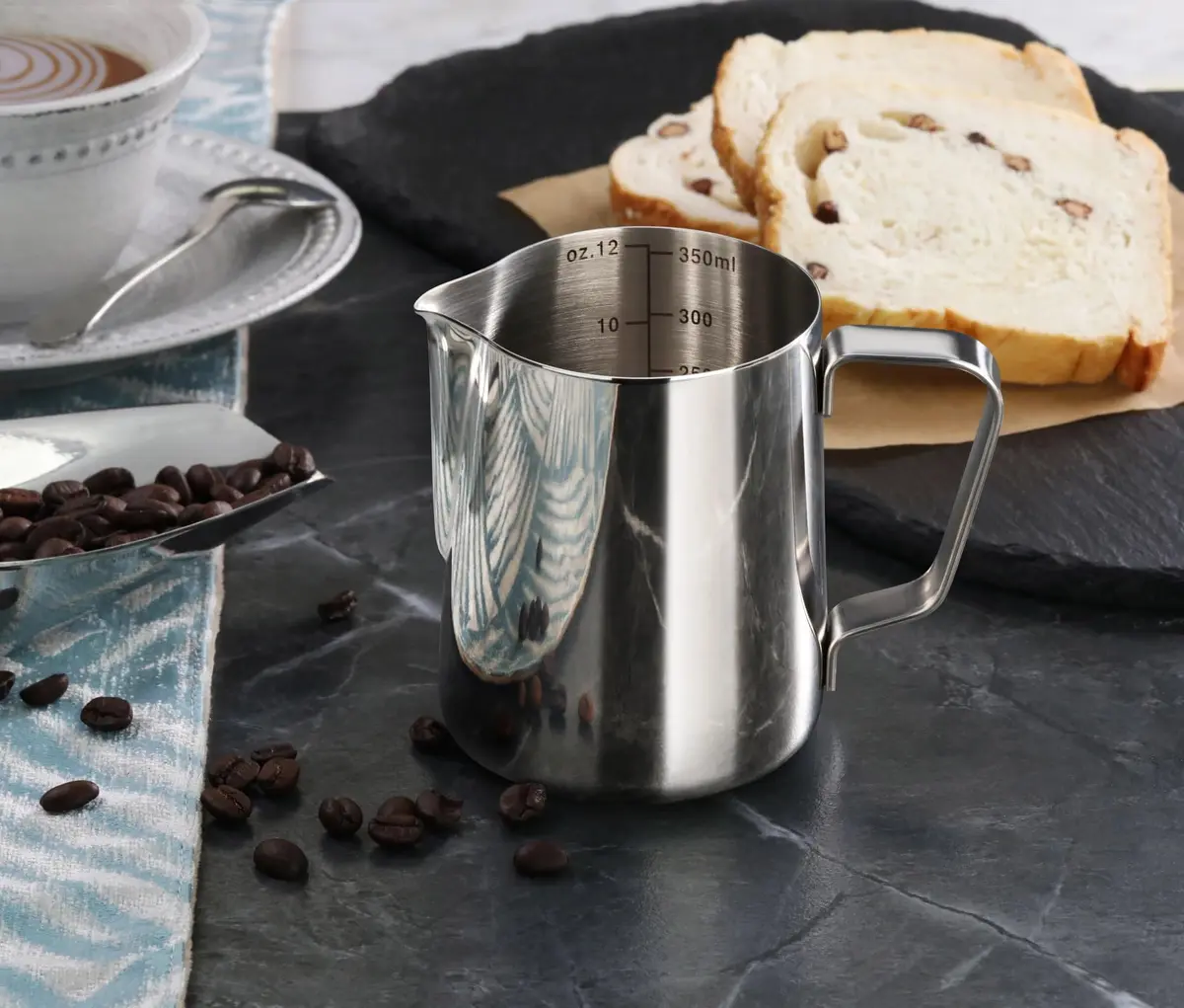 New Star Foodservice Stainless Steel Frothing Pitcher, 12 oz | Durable, Professional-Grade Milk Steaming Tool - view 6