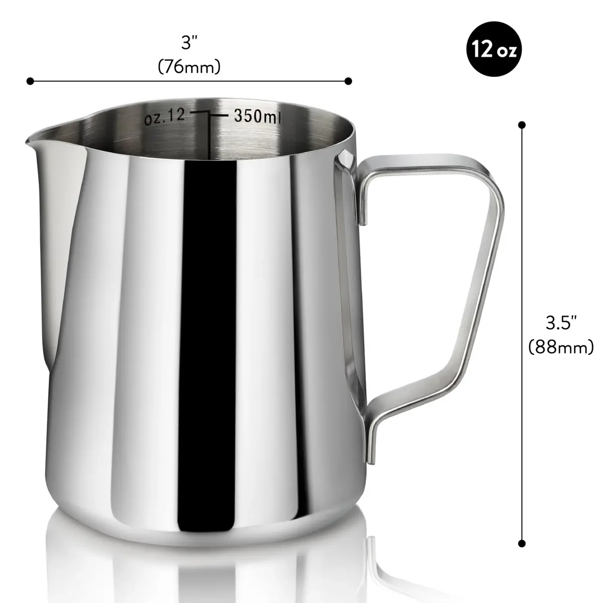 New Star Foodservice Stainless Steel Frothing Pitcher, 12 oz | Durable, Professional-Grade Milk Steaming Tool - view 2