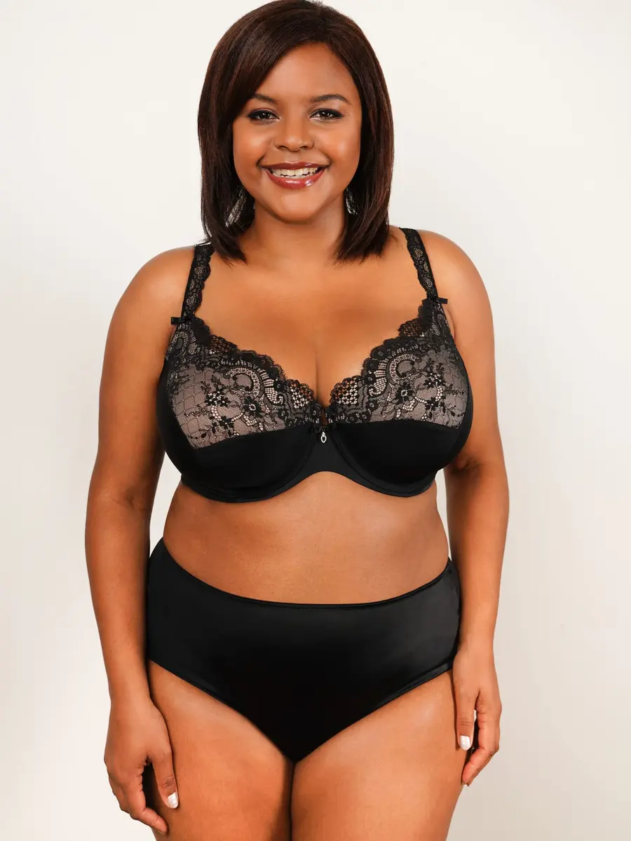 Curvy Couture Tulip Lace Push Up Balconette Plus Size Bra, 42DD | Elegant Support & Confidence - view 3