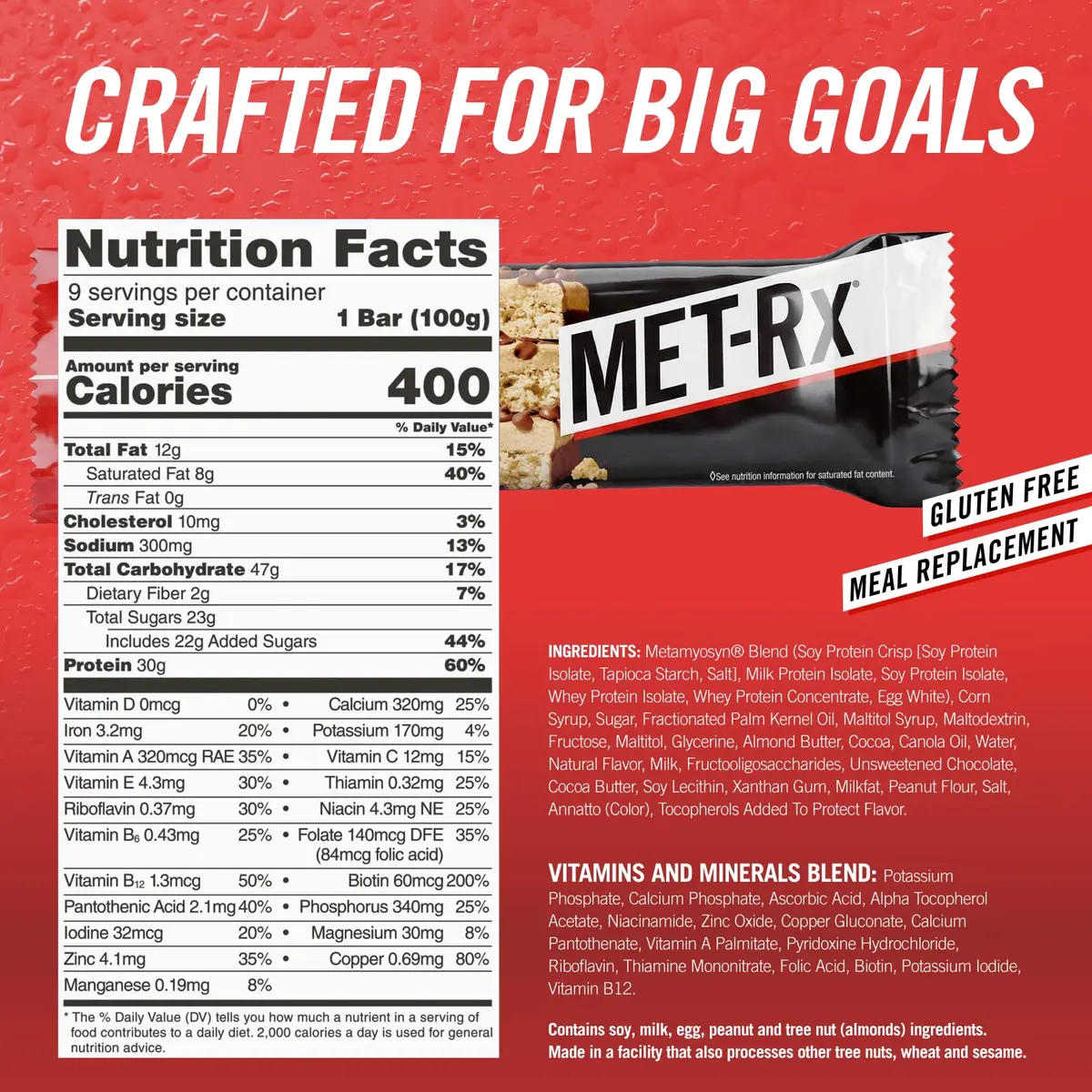 MET-Rx Big 100 Protein Bars, Chocolate Chip Cookie Dough | 30g Protein, High-Quality Snack for Muscle Support - view 5
