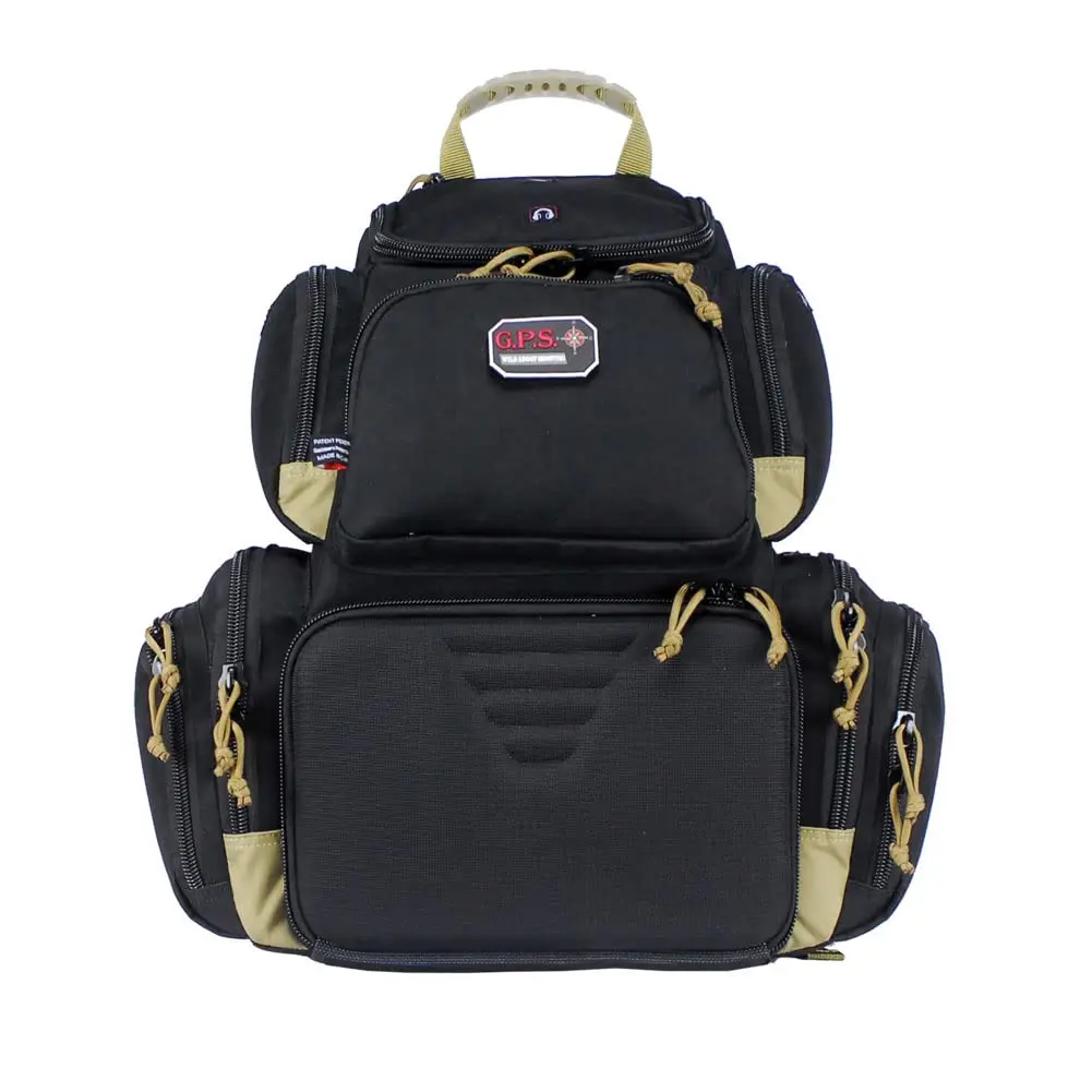 G.P.S. Handgunner Range Backpack Black/Tan | Holds 4 Handguns, Waterproof, Lockable Zippers - main product image