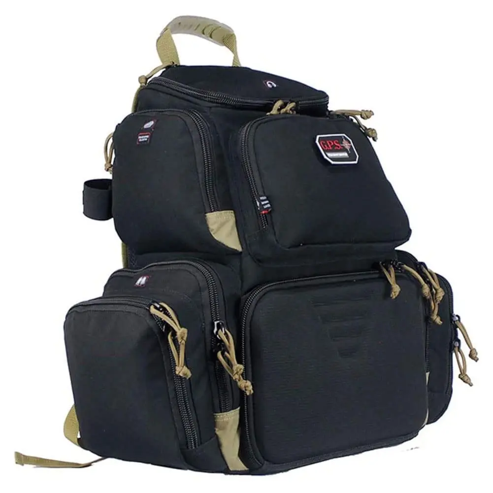 G.P.S. Handgunner Range Backpack Black/Tan | Holds 4 Handguns, Waterproof, Lockable Zippers - view 2