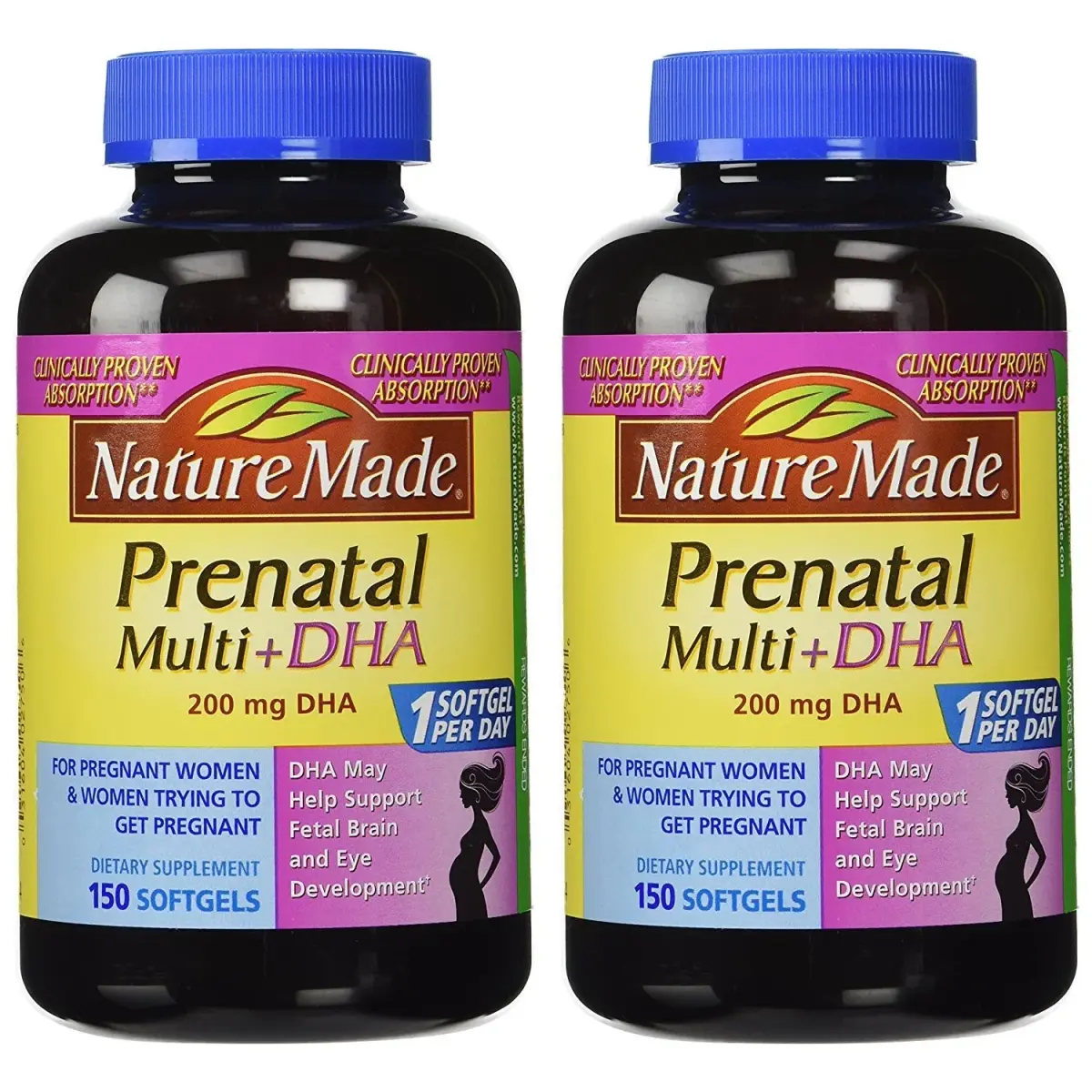 Nature Made Prenatal Multi + DHA 200mg 300 Softgels (150 Count Pack of 2) | Essential Vitamins for Pregnancy - main product image
