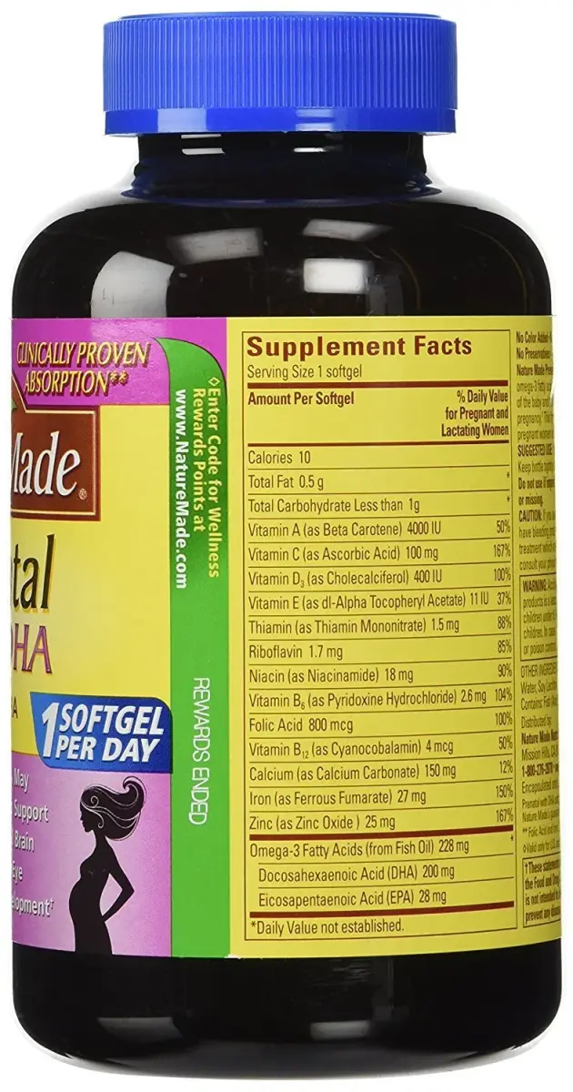 Nature Made Prenatal Multi + DHA 200mg 300 Softgels (150 Count Pack of 2) | Essential Vitamins for Pregnancy - view 2