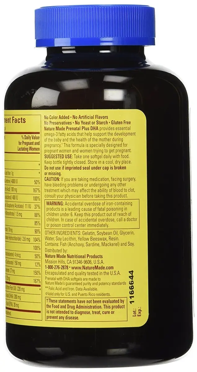 Nature Made Prenatal Multi + DHA 200mg 300 Softgels (150 Count Pack of 2) | Essential Vitamins for Pregnancy - view 3
