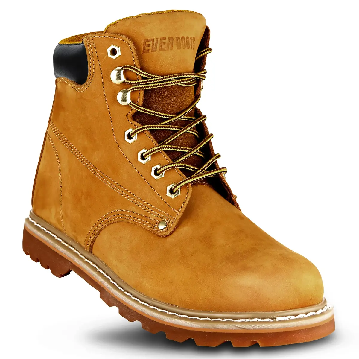 EVER BOOTS Tank Men's Soft Toe Oil Full Grain Leather Work Boots Construction Rubber Sole 7.5 D(M) TAN | Durable & Comfortable - main product image