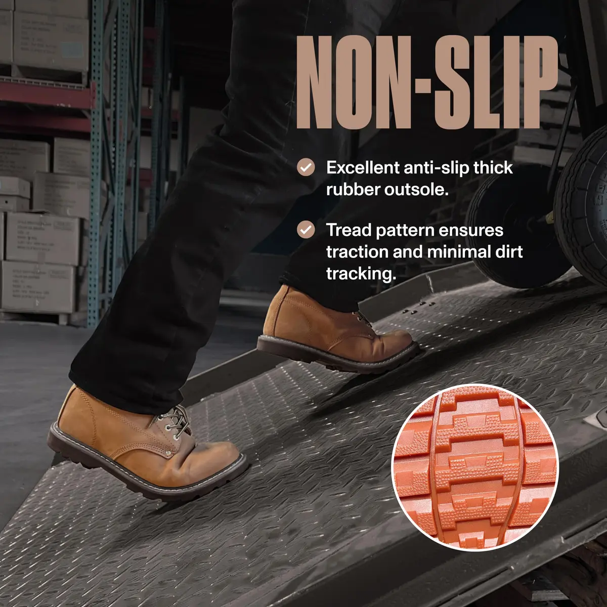 EVER BOOTS Tank Men's Soft Toe Oil Full Grain Leather Work Boots Construction Rubber Sole 7.5 D(M) TAN | Durable & Comfortable - view 5
