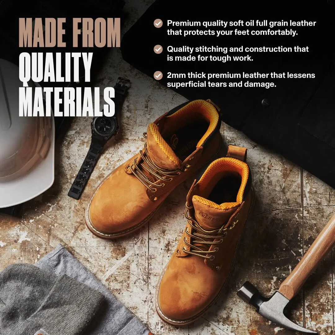 EVER BOOTS Tank Men's Soft Toe Oil Full Grain Leather Work Boots Construction Rubber Sole 7.5 D(M) TAN | Durable & Comfortable - view 6