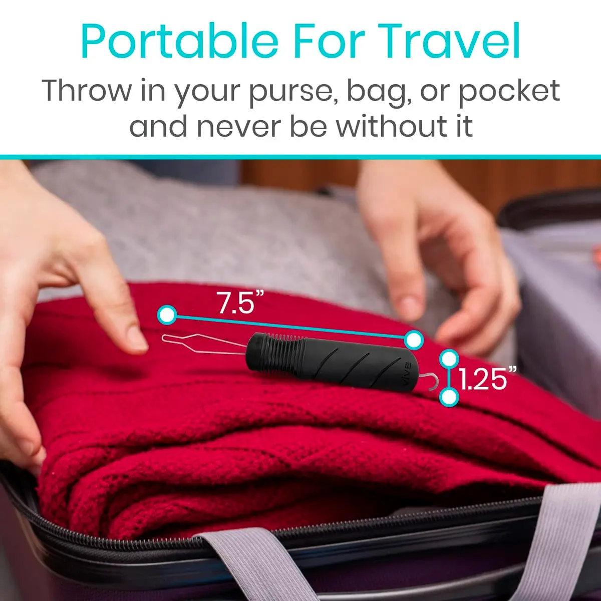 Vive Button Hook with Zipper Pull | Assist Tool for Arthritis & Limited Dexterity (70-120 chars) - view 6