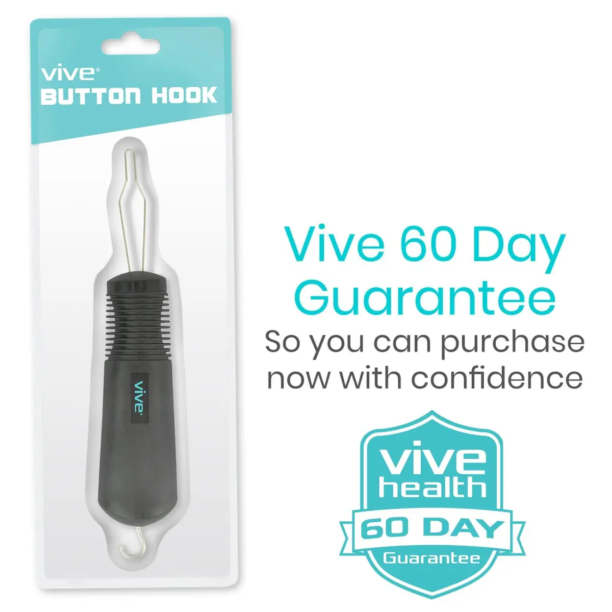 Vive Button Hook with Zipper Pull | Assist Tool for Arthritis & Limited Dexterity (70-120 chars) - view 9