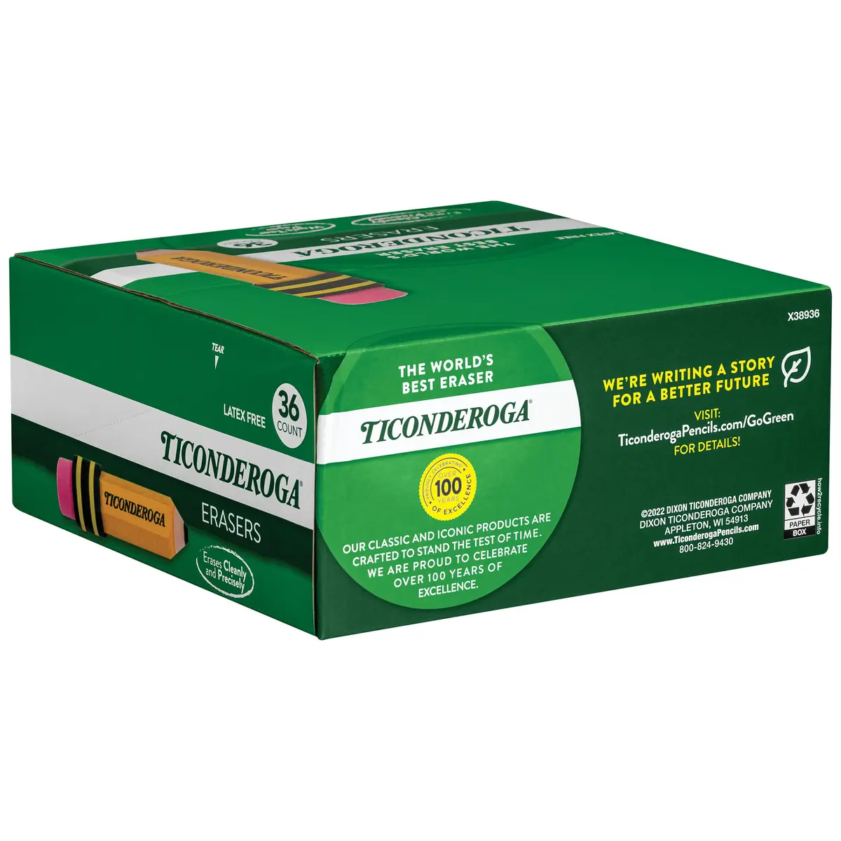 Ticonderoga Pencil Shaped Erasers Yellow 36-Pack | Smudge-Free Corrections - view 4