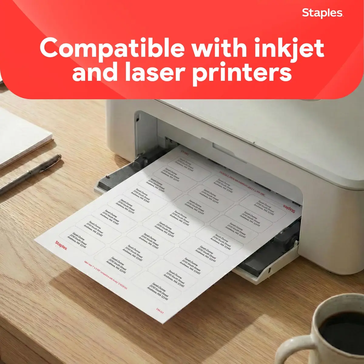Staples Address Labels 1x2.625 Inch White | Laser & Inkjet Compatible, 750 Labels - view 4