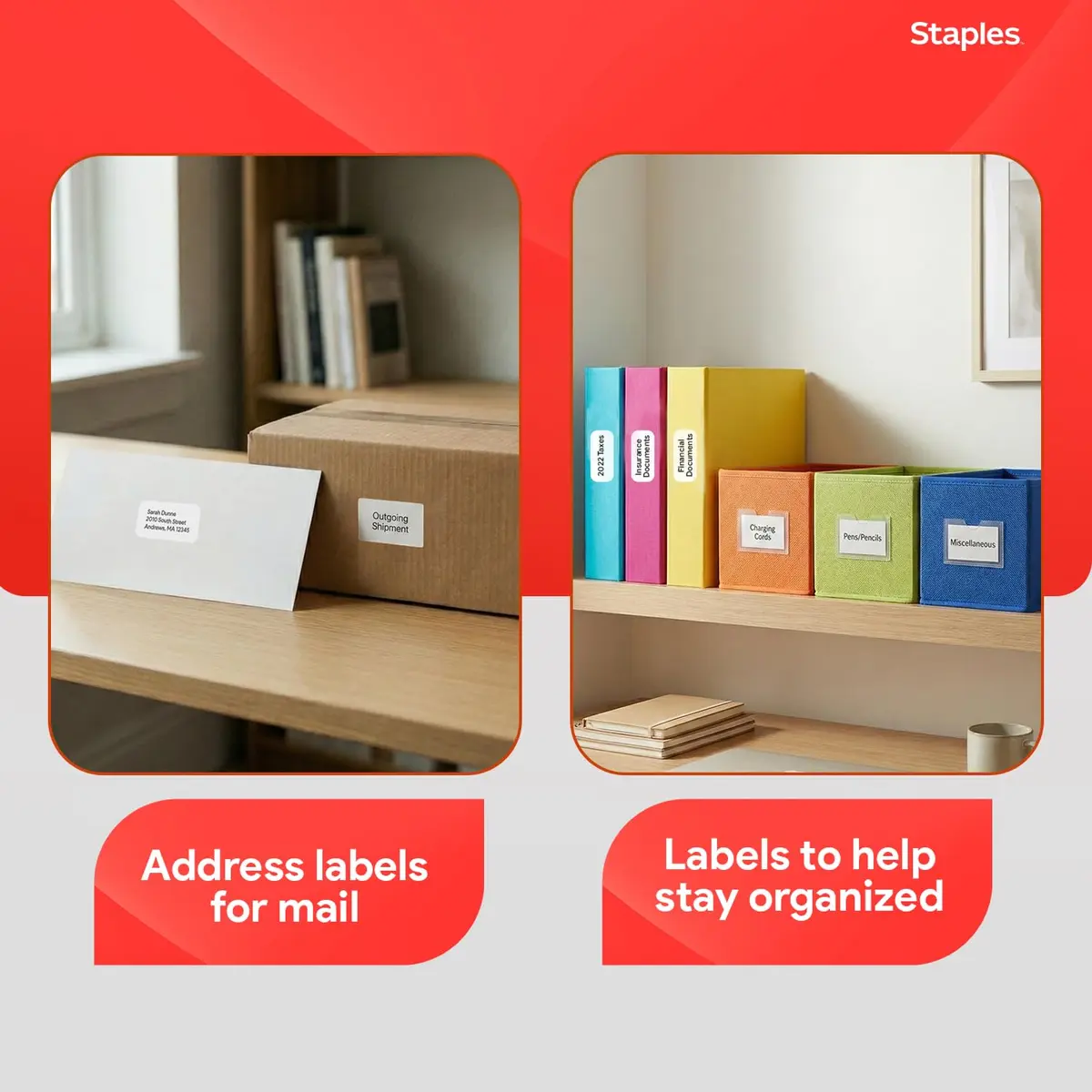 Staples Address Labels 1x2.625 Inch White | Laser & Inkjet Compatible, 750 Labels - view 5