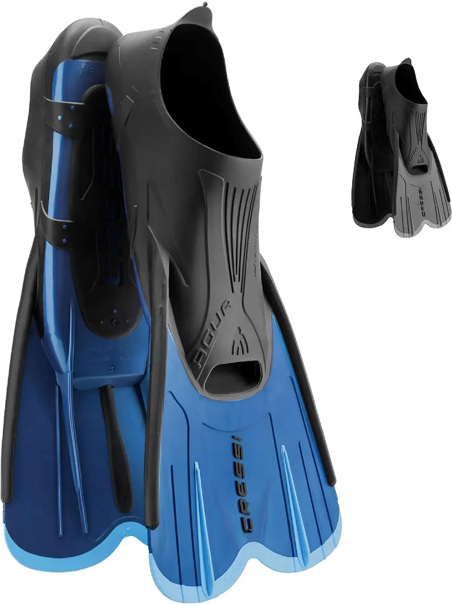 Cressi Agua Short Full Foot Pocket Fins, Blue/Azure, EU 37/38 | Versatile Snorkel & Swim Fin - main product image